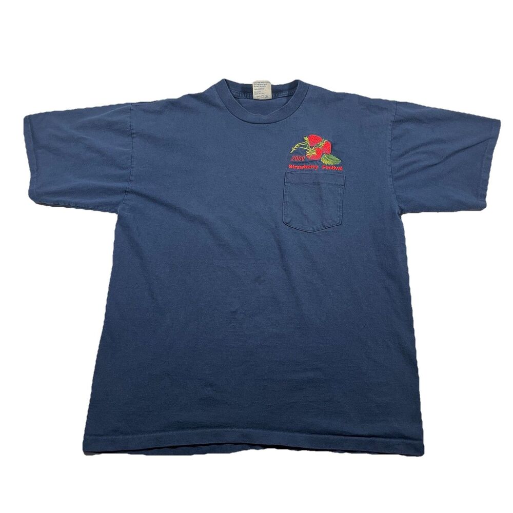 Vintage 2000 Strawberry Festival Pocket T-Shirt USA Made XL